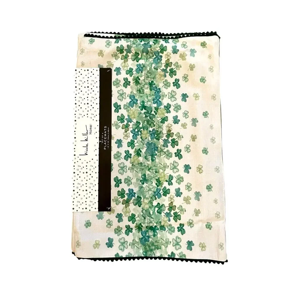 Nicole Miller St.Patrick's Day Shamrock Placemats 13x19 Set of 4 New